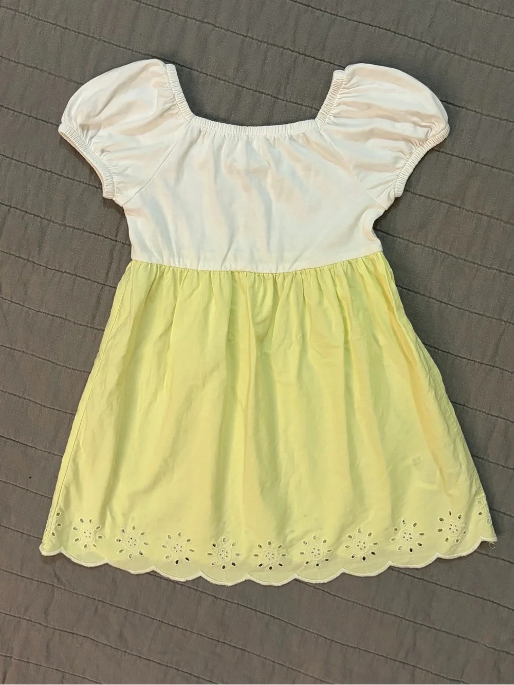 Girls 3T ~ baby GAP ~ White Puff-Sleeve Top with Pale Yellow Eyelet Skirt Dress